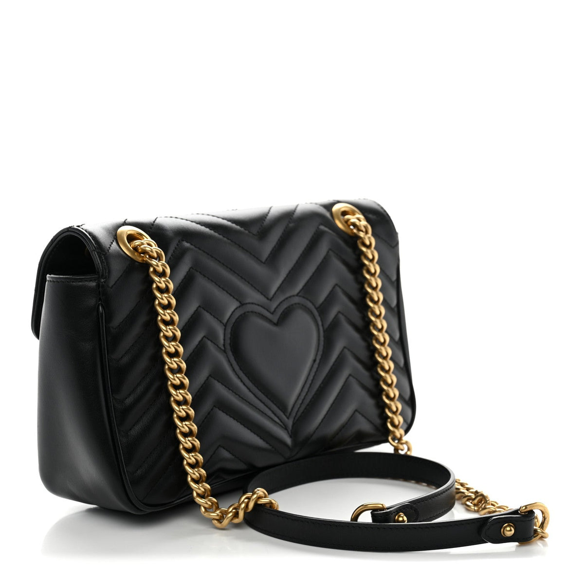 Calfskin Matelasse Small GG Marmont Shoulder Bag Black