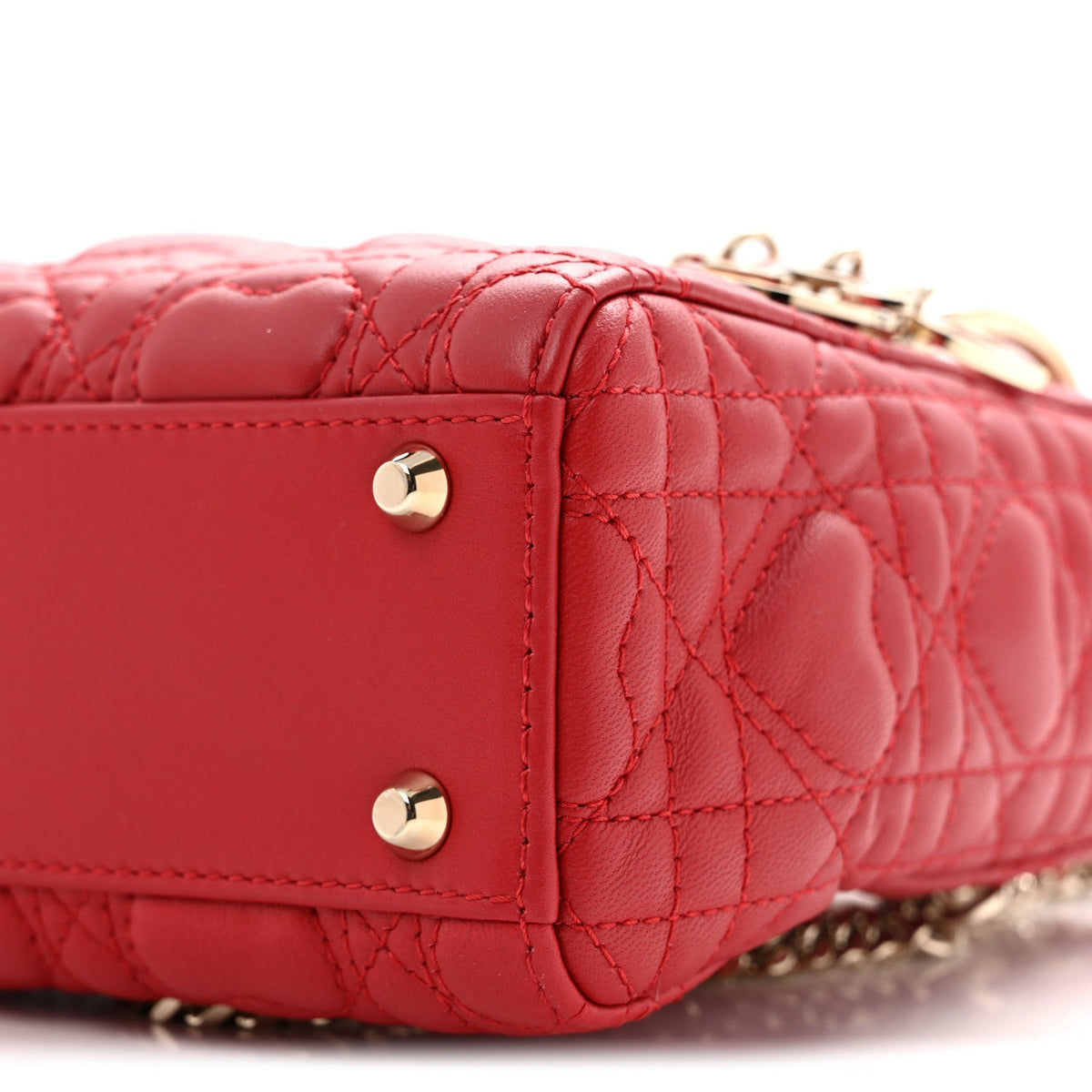 Calfskin Cannage Dioramour Mini Lady Dior Bag Bright Red