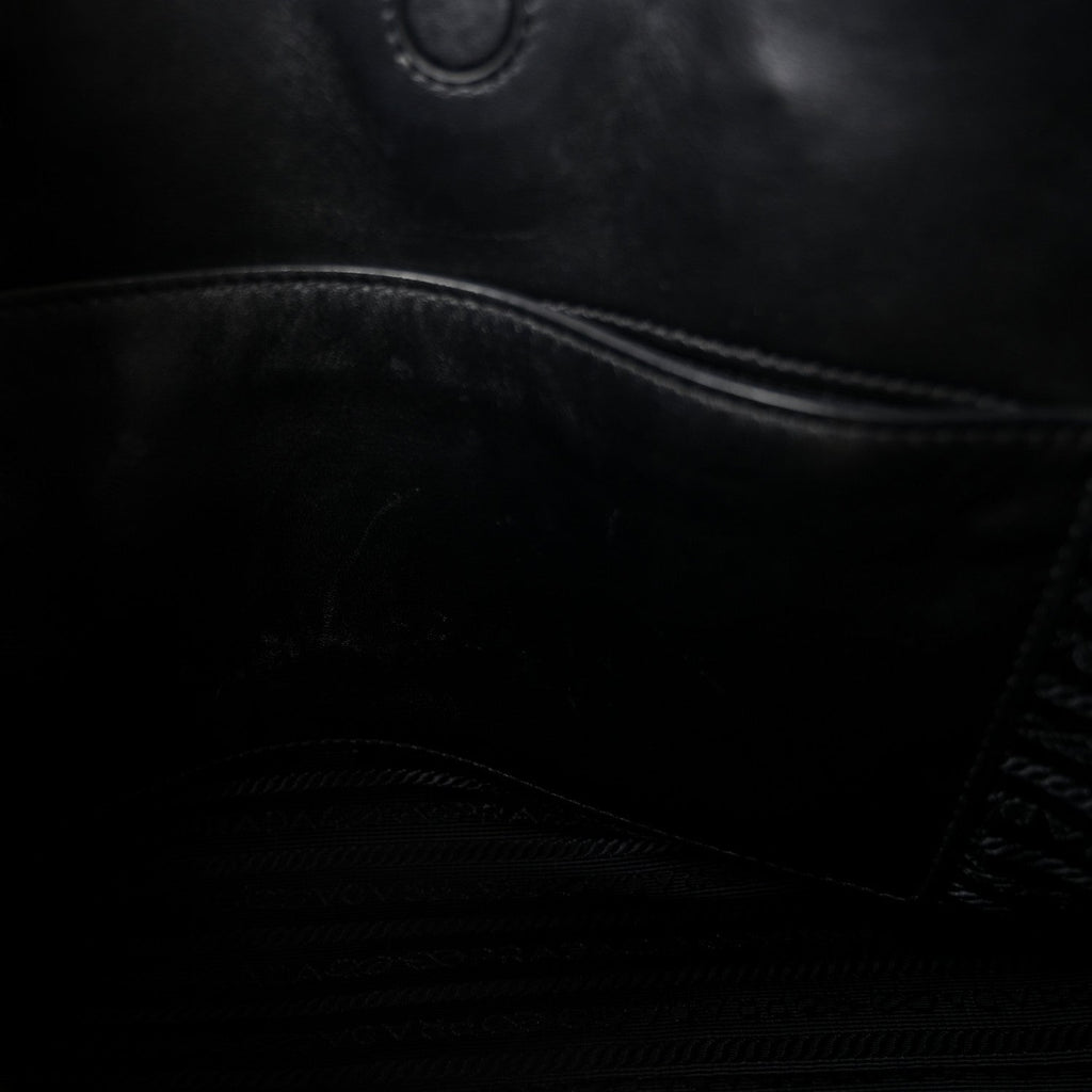 Saffiano Soft Calfskin Small Zippered Tote Black