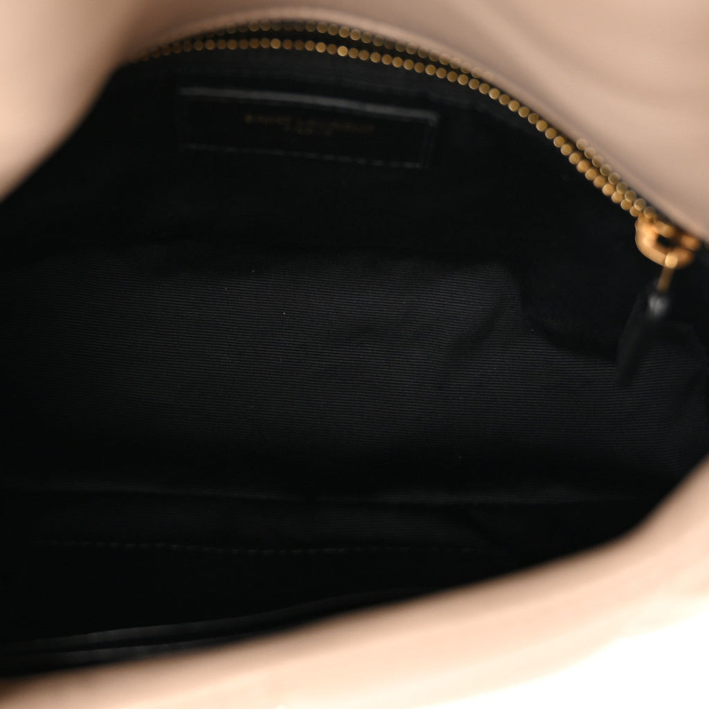 Lambskin Quilted Toy Loulou Puffer Monogram Chain Satchel Dark Beige