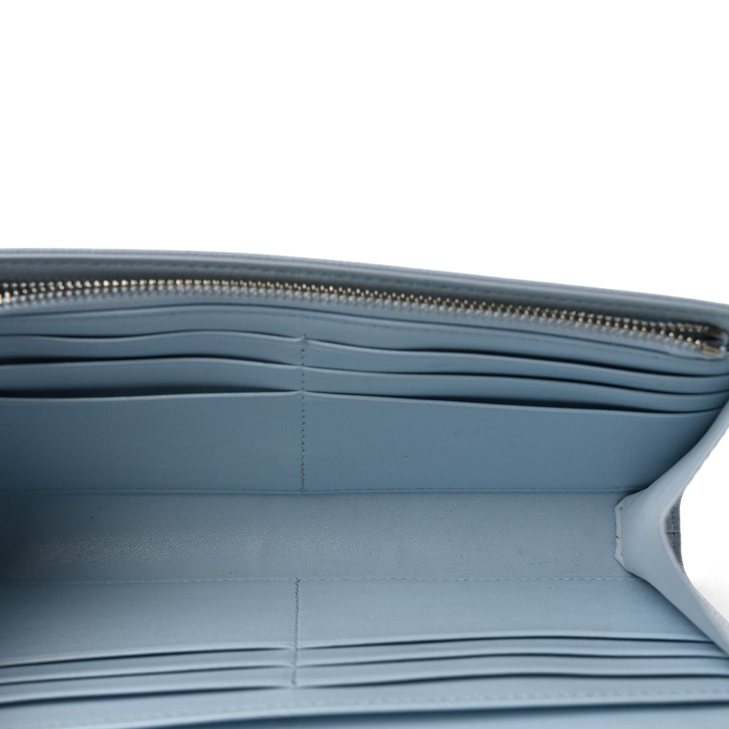 Grained Calfskin Diorama Croisiere Chain Wallet Light Blue