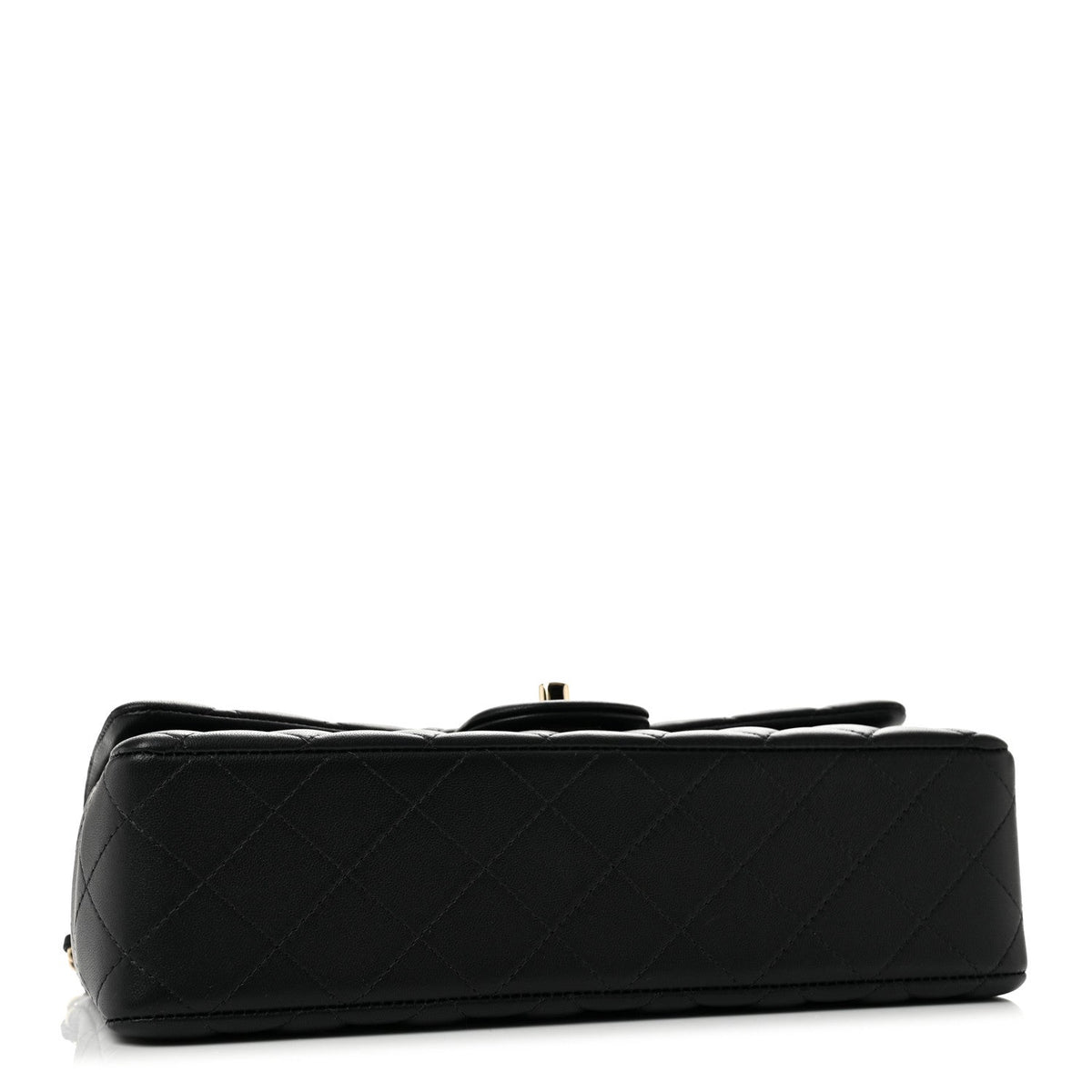 Lambskin Quilted Top Handle East West Flap Black