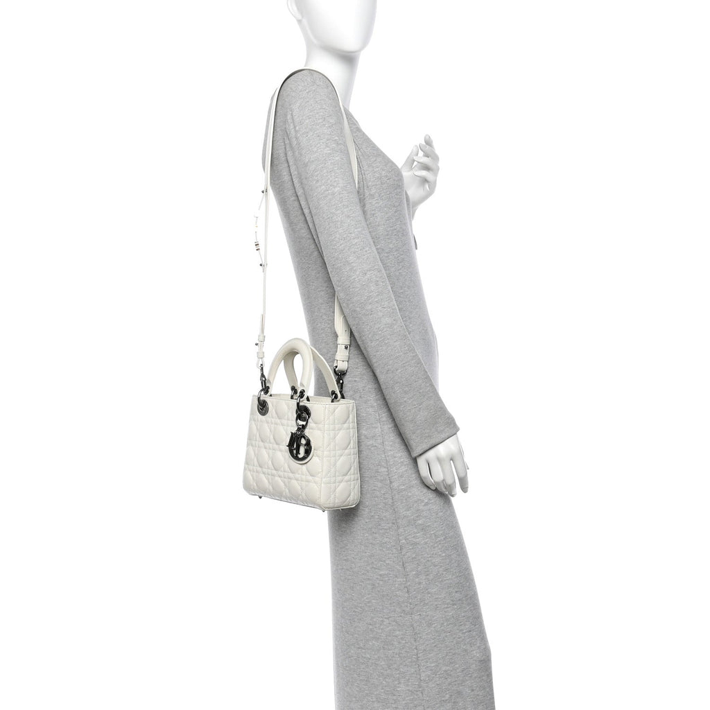 Lambskin Cannage Small My ABCDior Lady Dior White