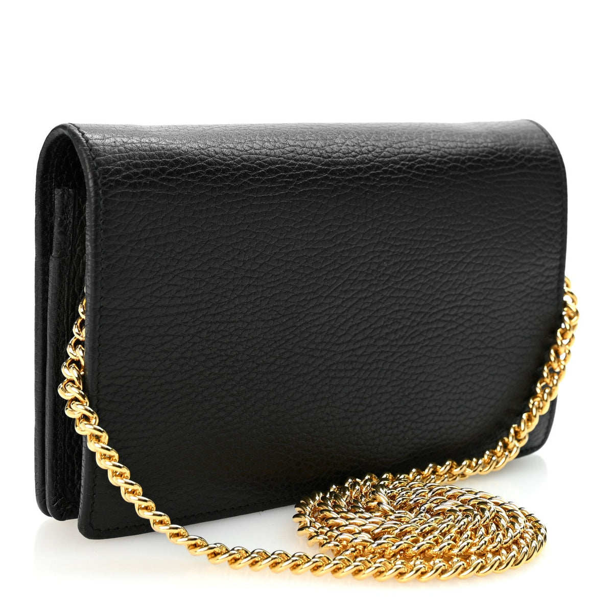 Calfskin Mini GG Marmont Chain Wallet Black