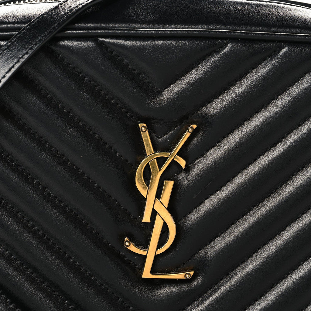 Patent Mixed Matelasse Triquilt Small Monogram Satchel Black
