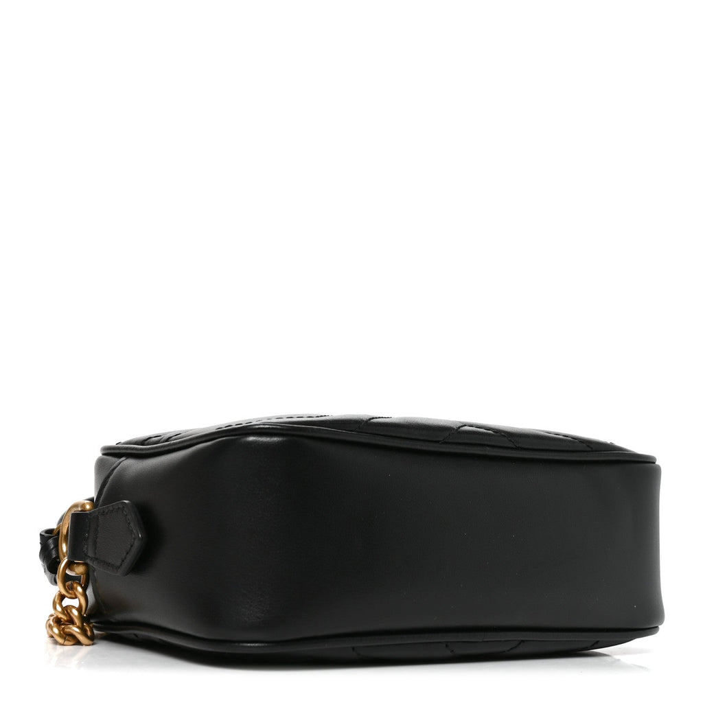 Calfskin Matelasse Mini GG Marmont Chain Shoulder Bag Black