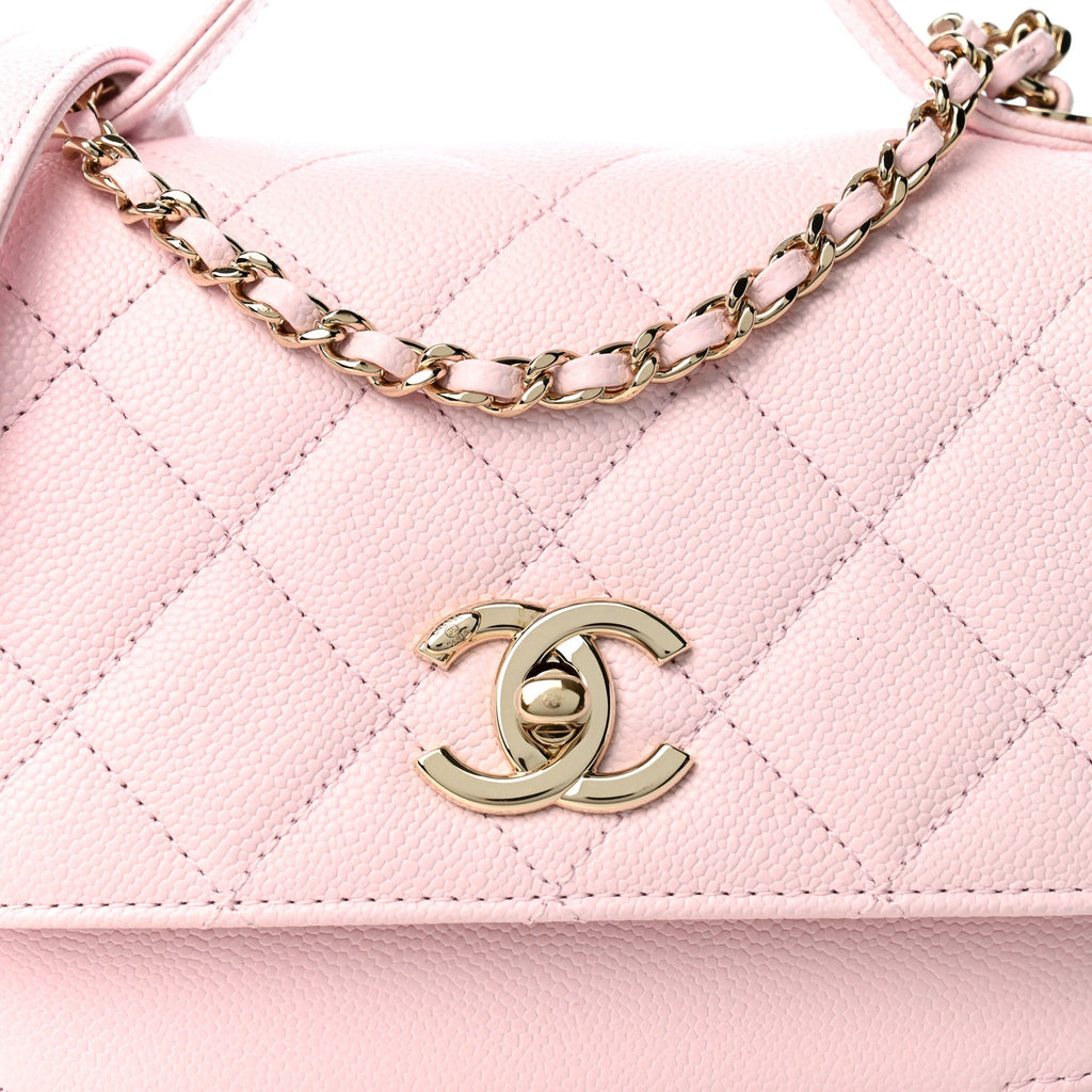 Caviar Quilted Small Business Affinity Flap Light Pink