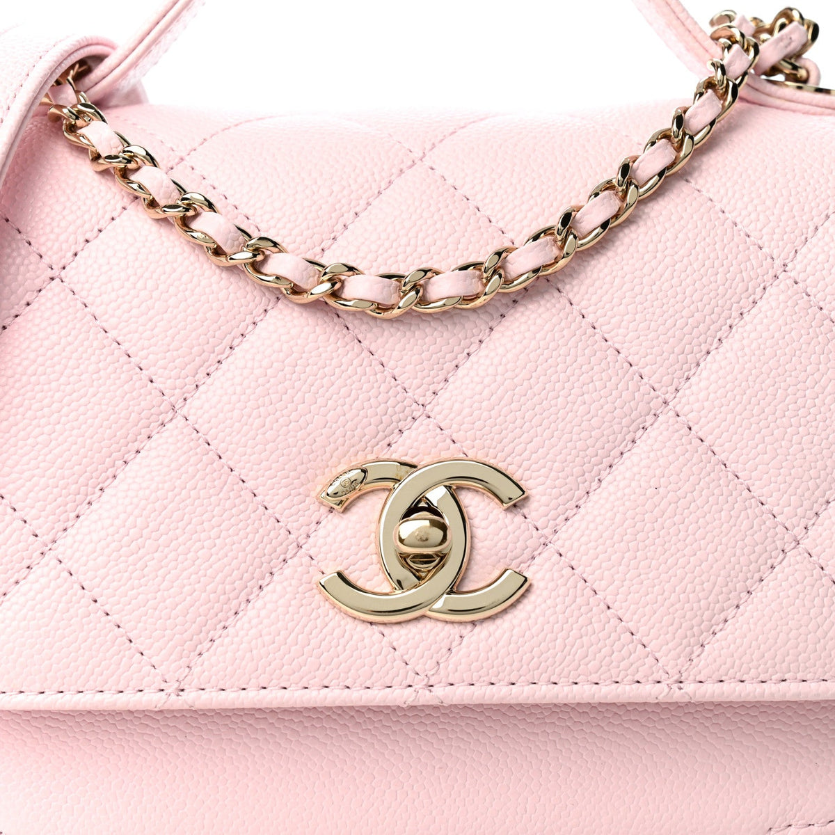 Caviar Quilted Small Business Affinity Flap Light Pink