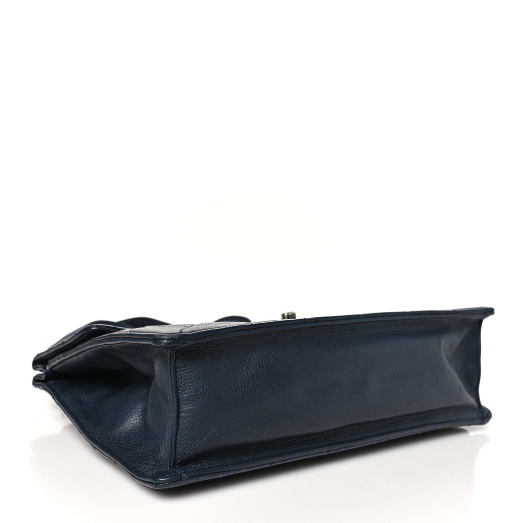 Caviar Quilted Large Retro Class Flap  Navy