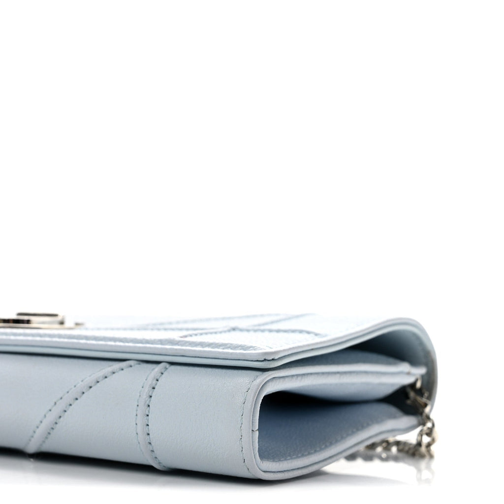 Grained Calfskin Diorama Croisiere Chain Wallet Light Blue