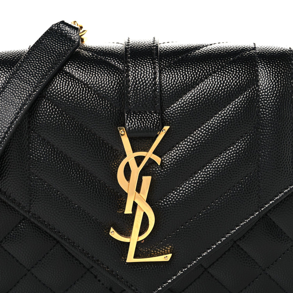 Grain De Poudre Textured Mixed Matelasse Triquilt Small Monogram Satchel Black