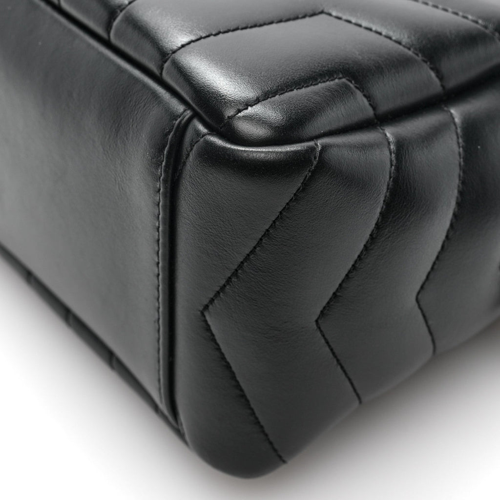 Calfskin Y Quilted Monogram Small Loulou Bowling Bag Black