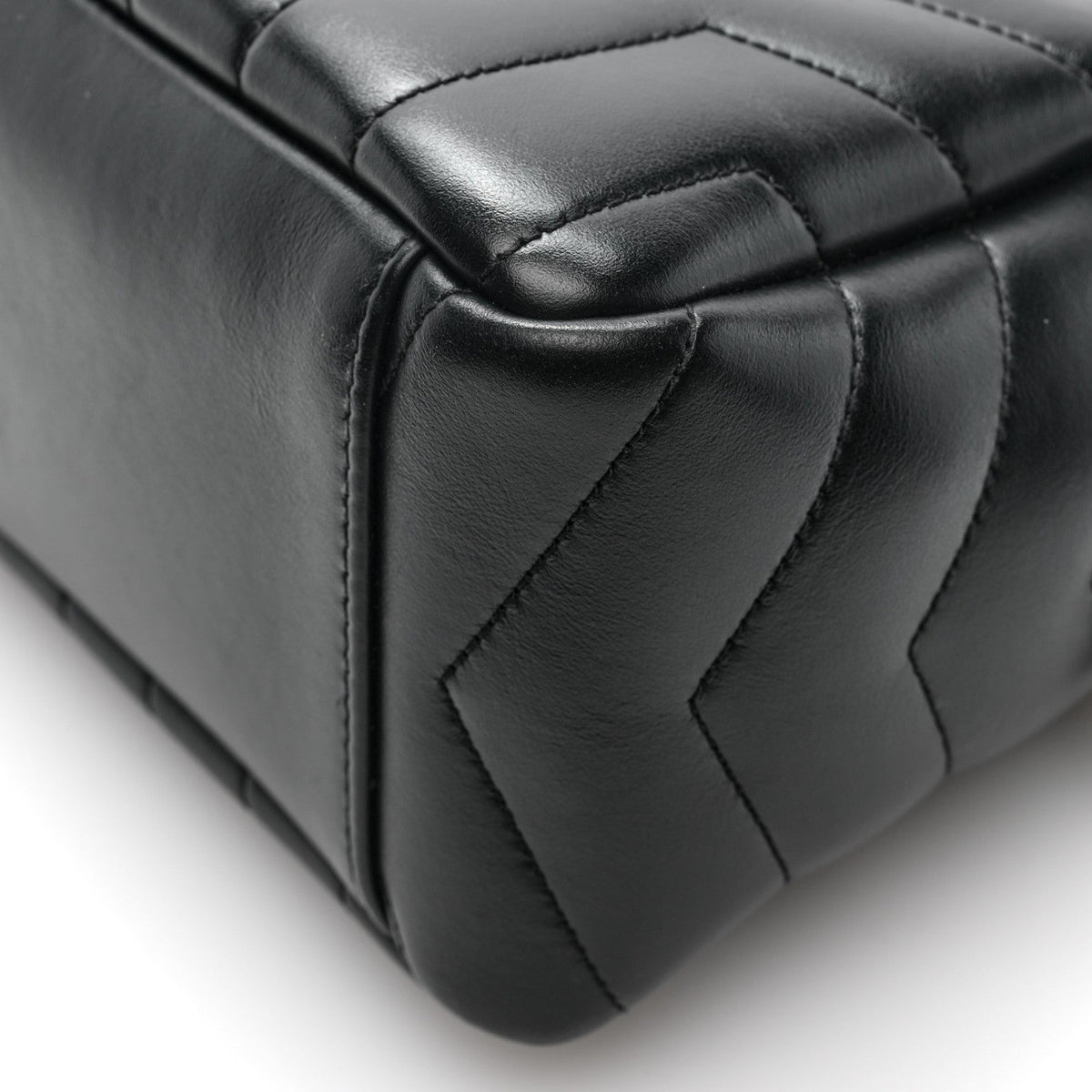 Calfskin Y Quilted Monogram Small Loulou Bowling Bag Black