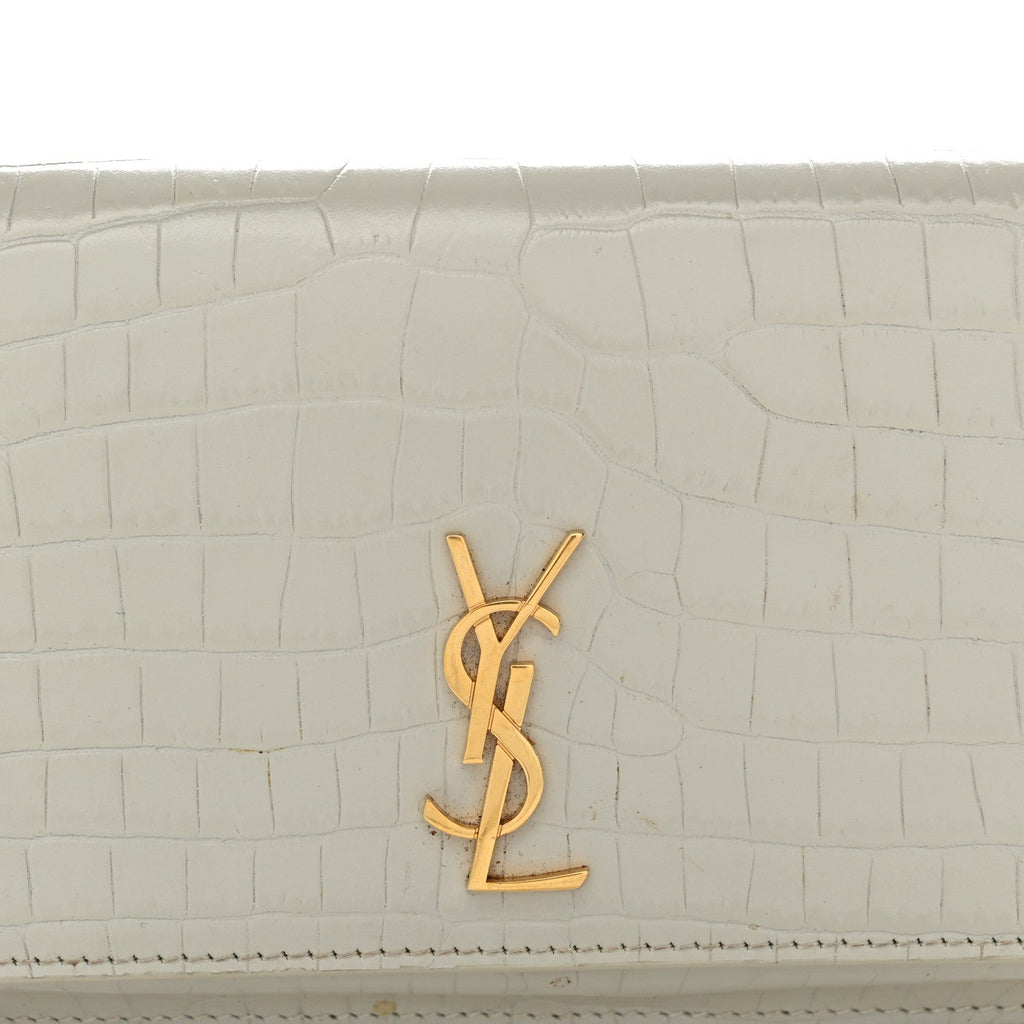 Crocodile Embossed Monogram Phone Holder Crossbody Crema Soft