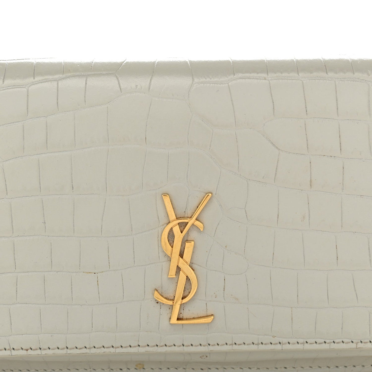 Crocodile Embossed Monogram Phone Holder Crossbody Crema Soft
