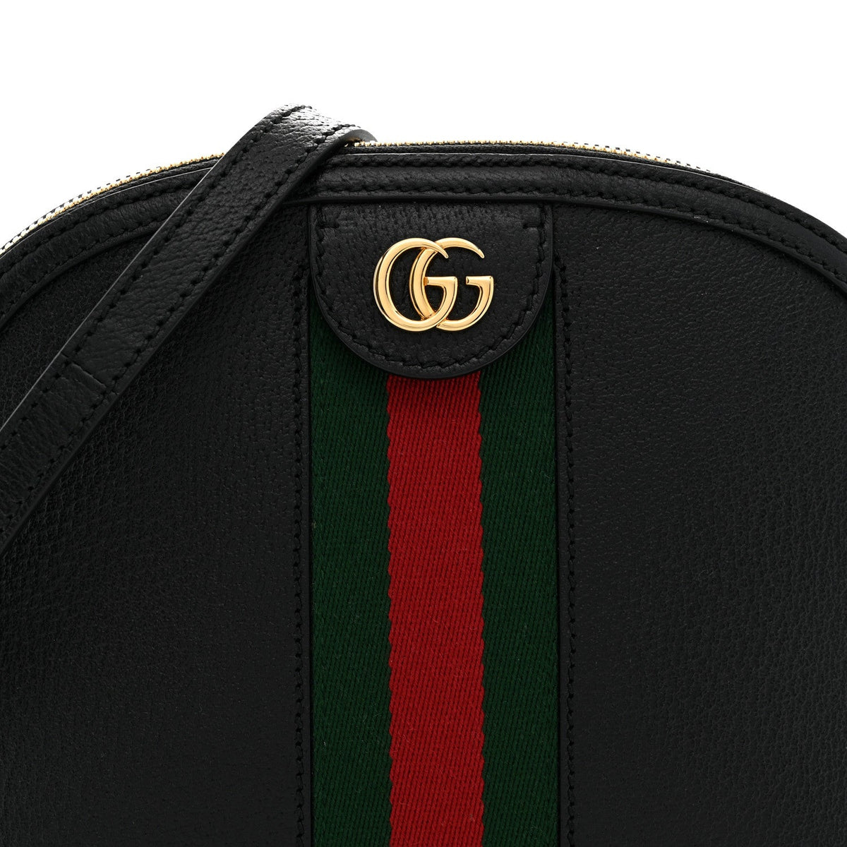 Calfskin GG Web Small Ophidia Dome Shoulder Bag Black