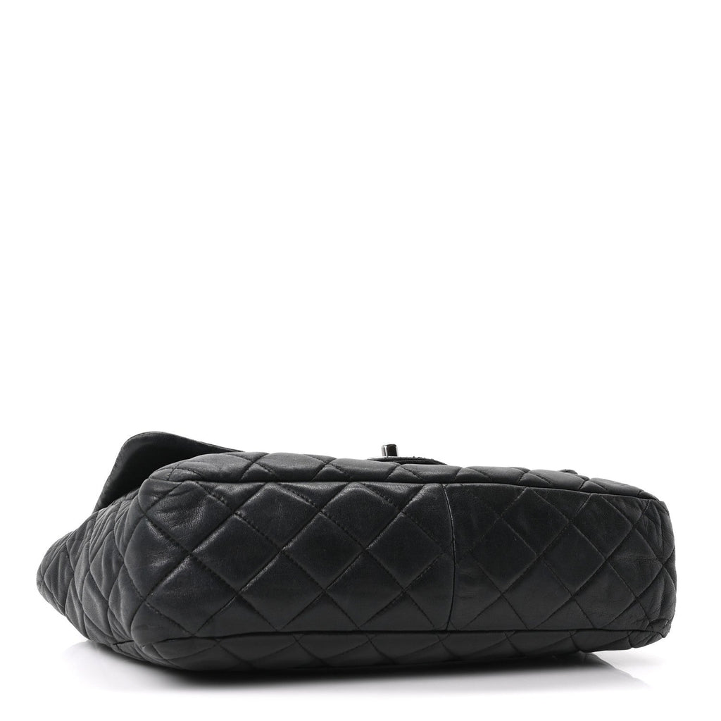 Lambskin Quilted Jumbo Single Flap Black