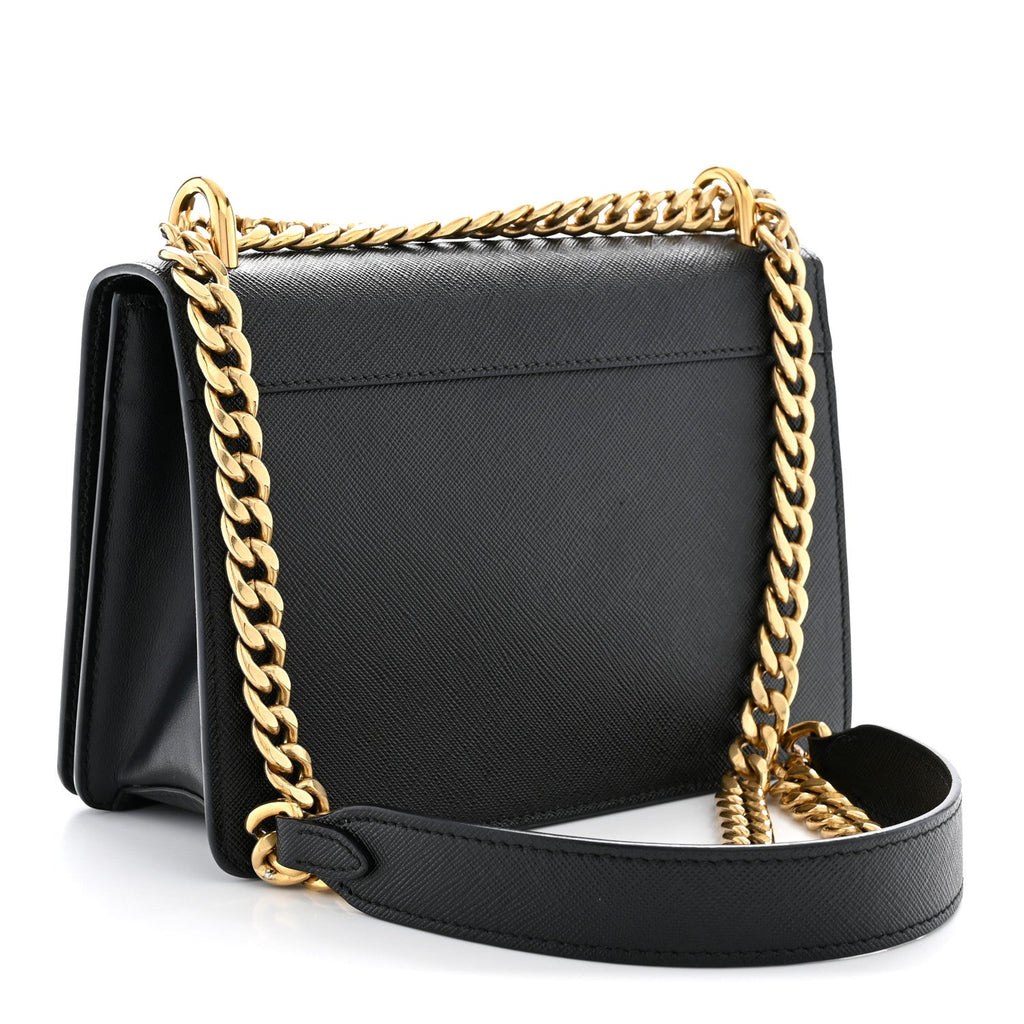 Saffiano Chain Shoulder Bag Black