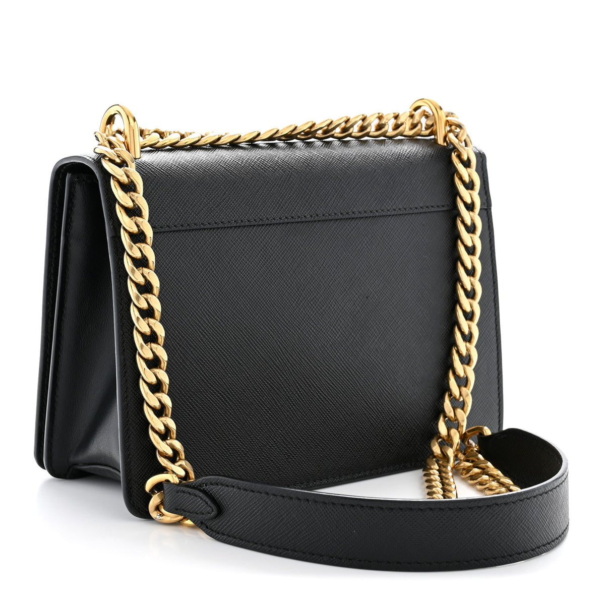 Saffiano Chain Shoulder Bag Black
