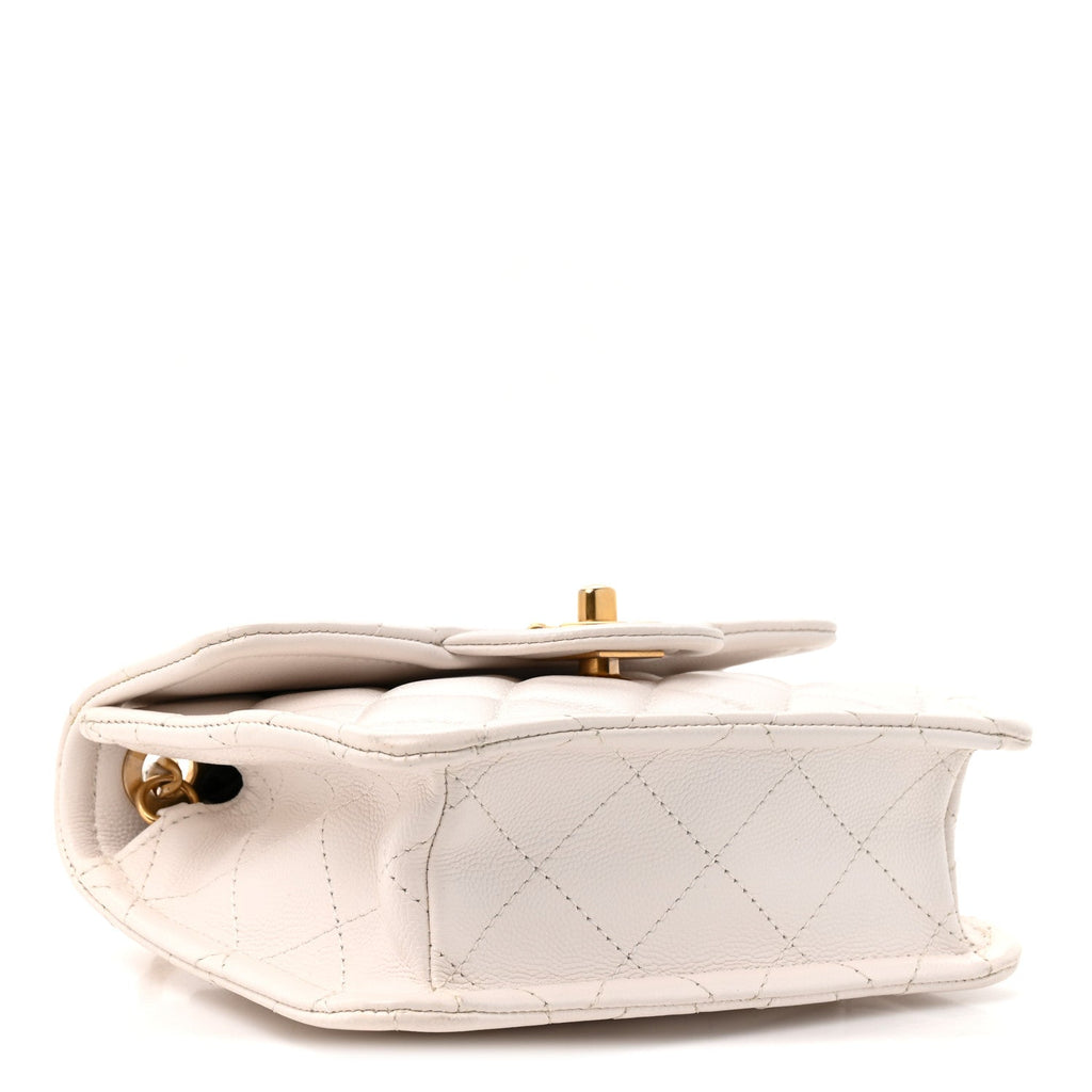 Caviar Quilted Mini Sweet Classic Flap White