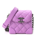 Lambskin Quilted Mini Box Bag Purple