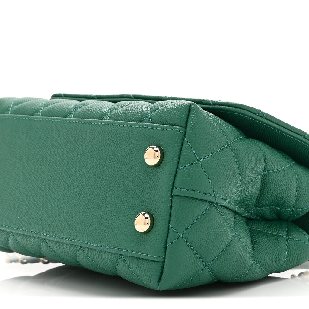 Caviar Quilted Extra Mini Coco Handle Flap Green