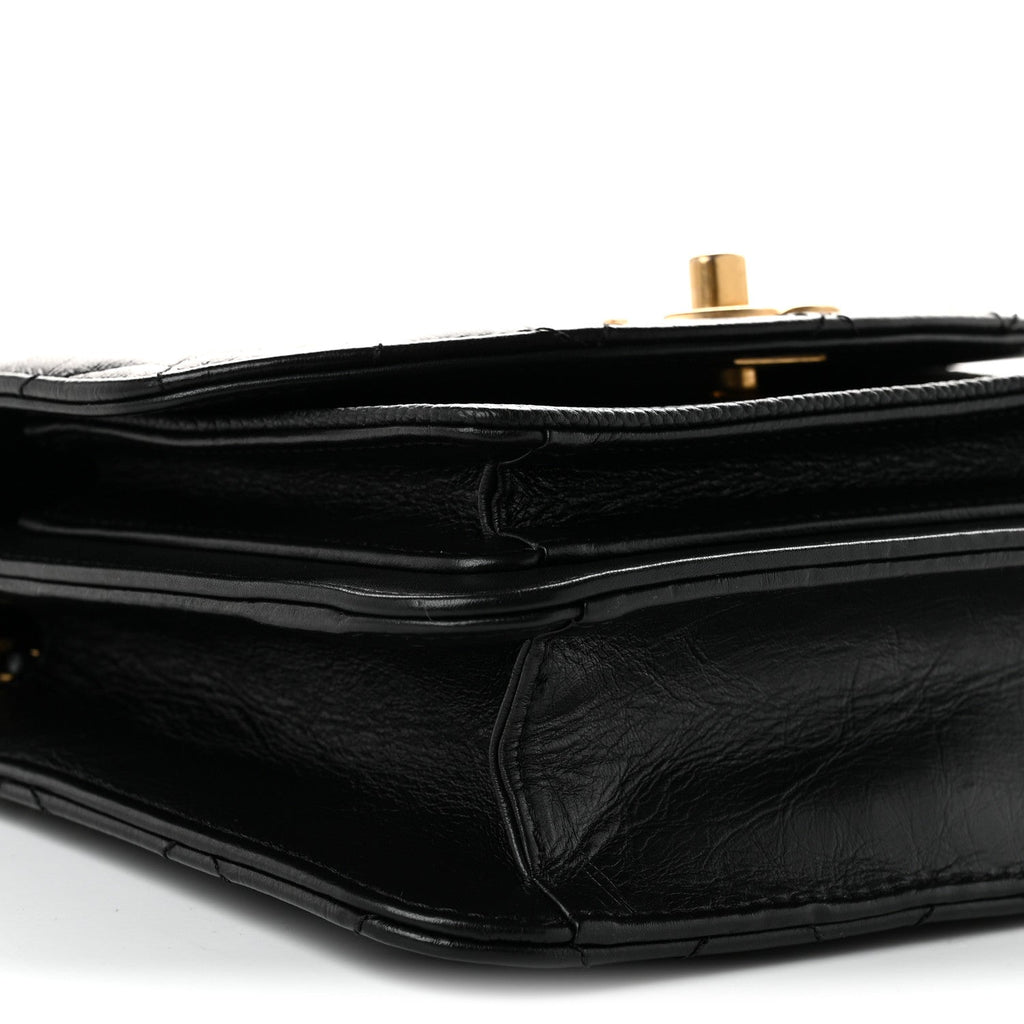 Calfskin Caviar Quilted Mini Chain Handle Flap Black