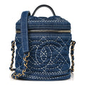 Denim Quilted Denim Trip Vanity Cosmetic Case Blue
