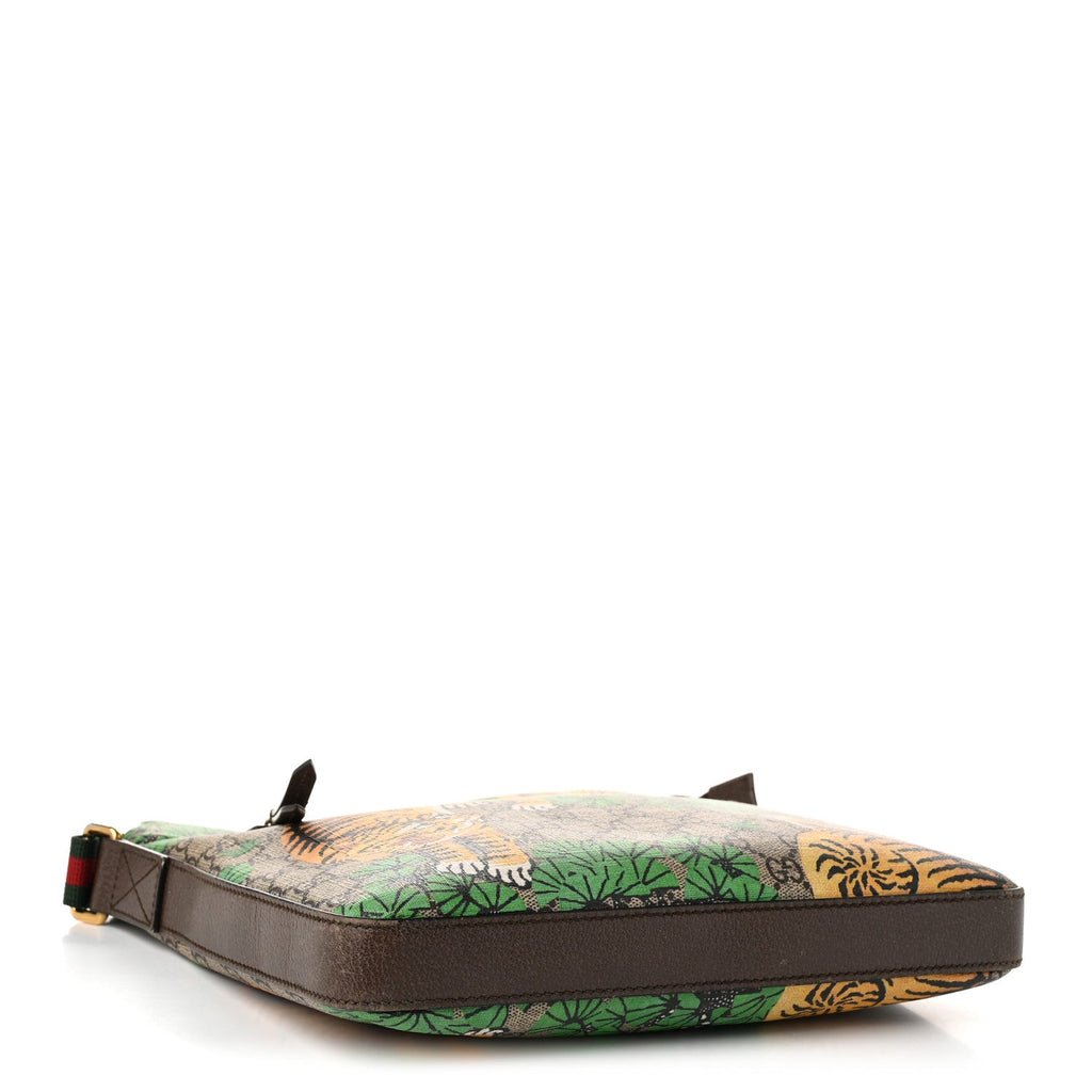 GG Supreme Monogram Bengal Web Medium Flat Messenger Beige Yard