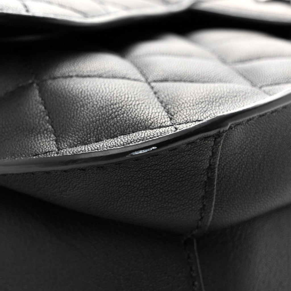 Metallic Goatskin Quilted Large Rock In Rome Flap Black
