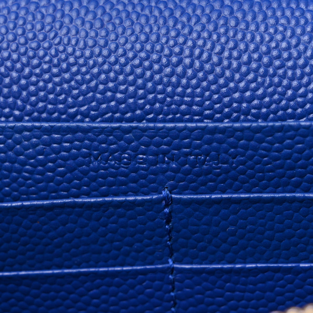 Grain De Poudre Matelasse Chevron Monogram Chain Wallet Blue Majorelle