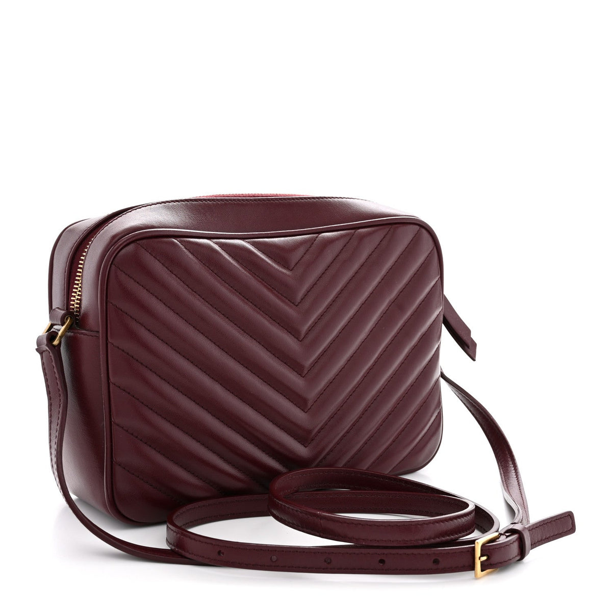 Calfskin Matelasse Monogram Lou Camera Bag Dark Legion Red