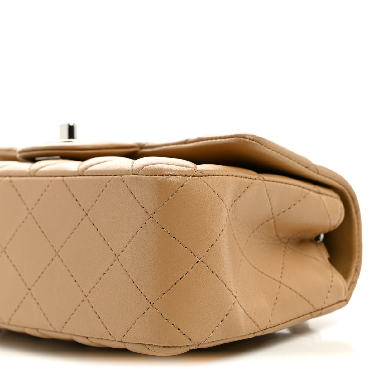 Lambskin Quilted Mini Rectangular Flap Beige