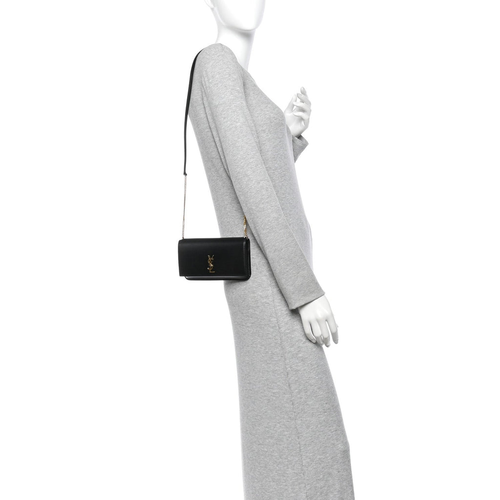 Grained Calfskin Monogram Phone Holder Crossbody Black