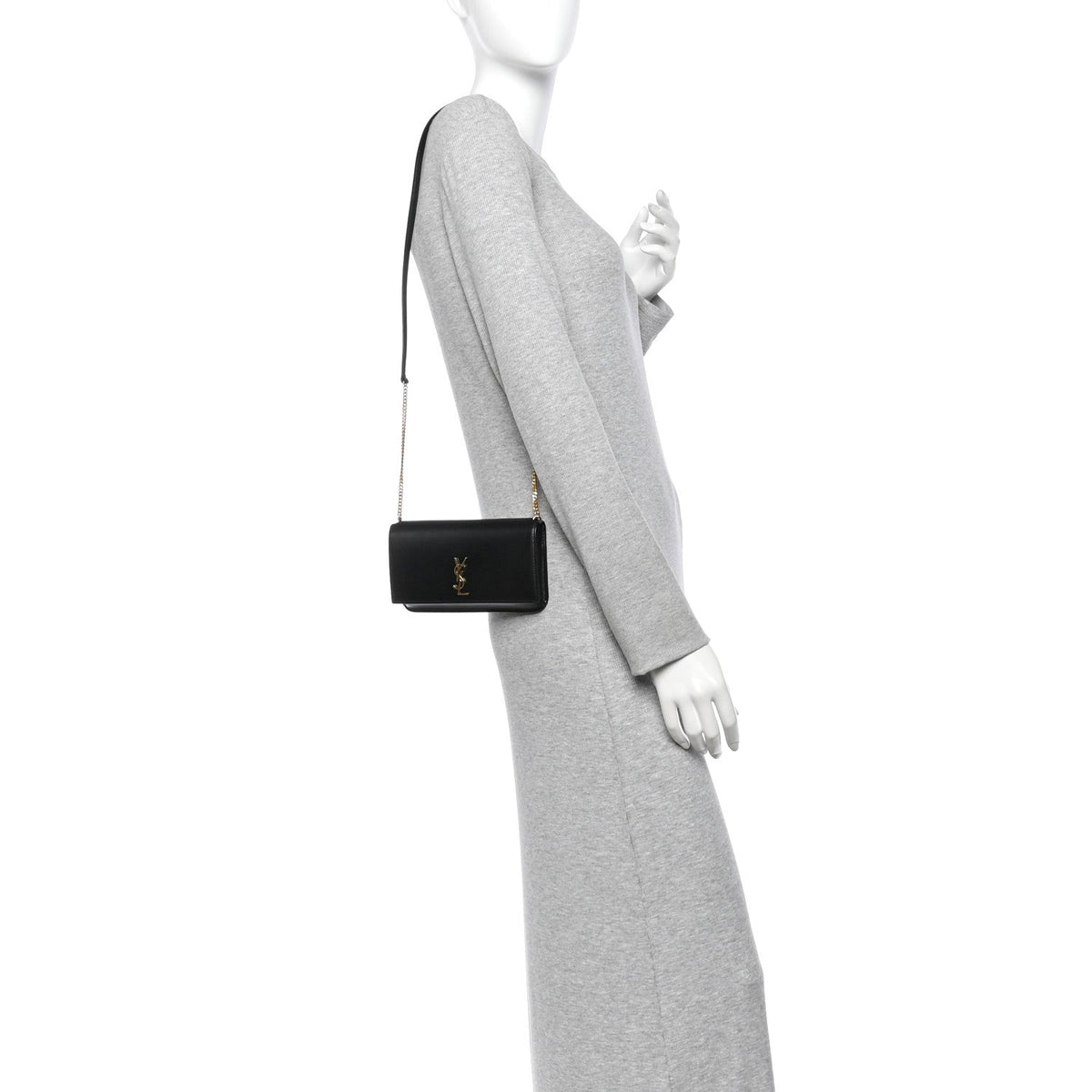 Grained Calfskin Monogram Phone Holder Crossbody Black