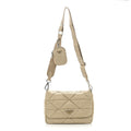 Re-Nylon Quilted Padded Flap Shoulder Bag Deserto