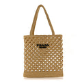 Yarn Raffia Effect Embroidered Logo Tote Naturale