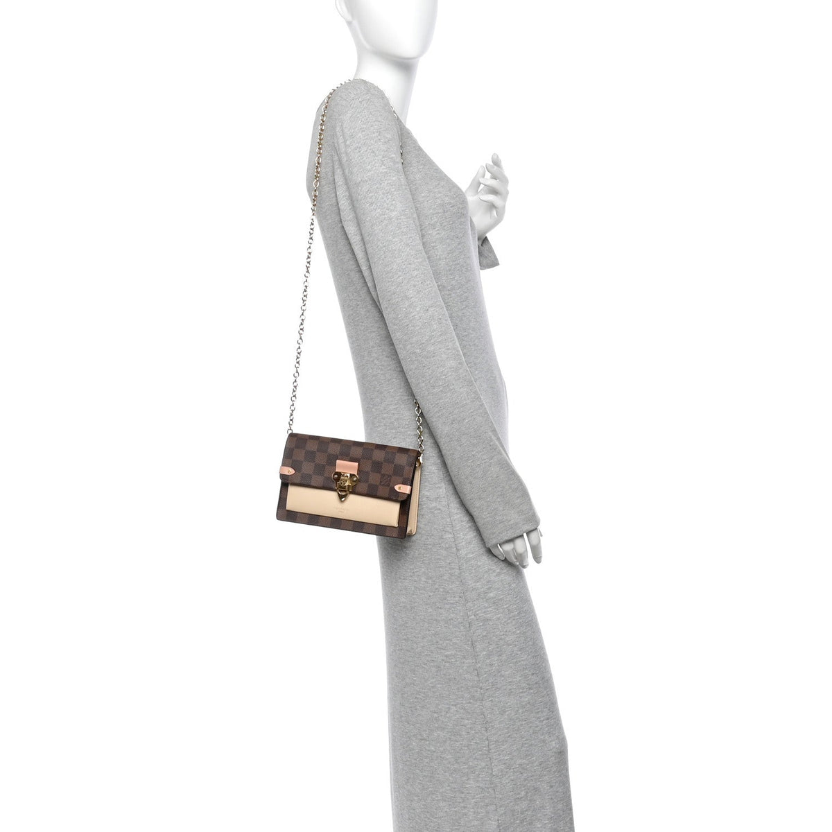 Damier Ebene Vavin Chain Wallet Creme