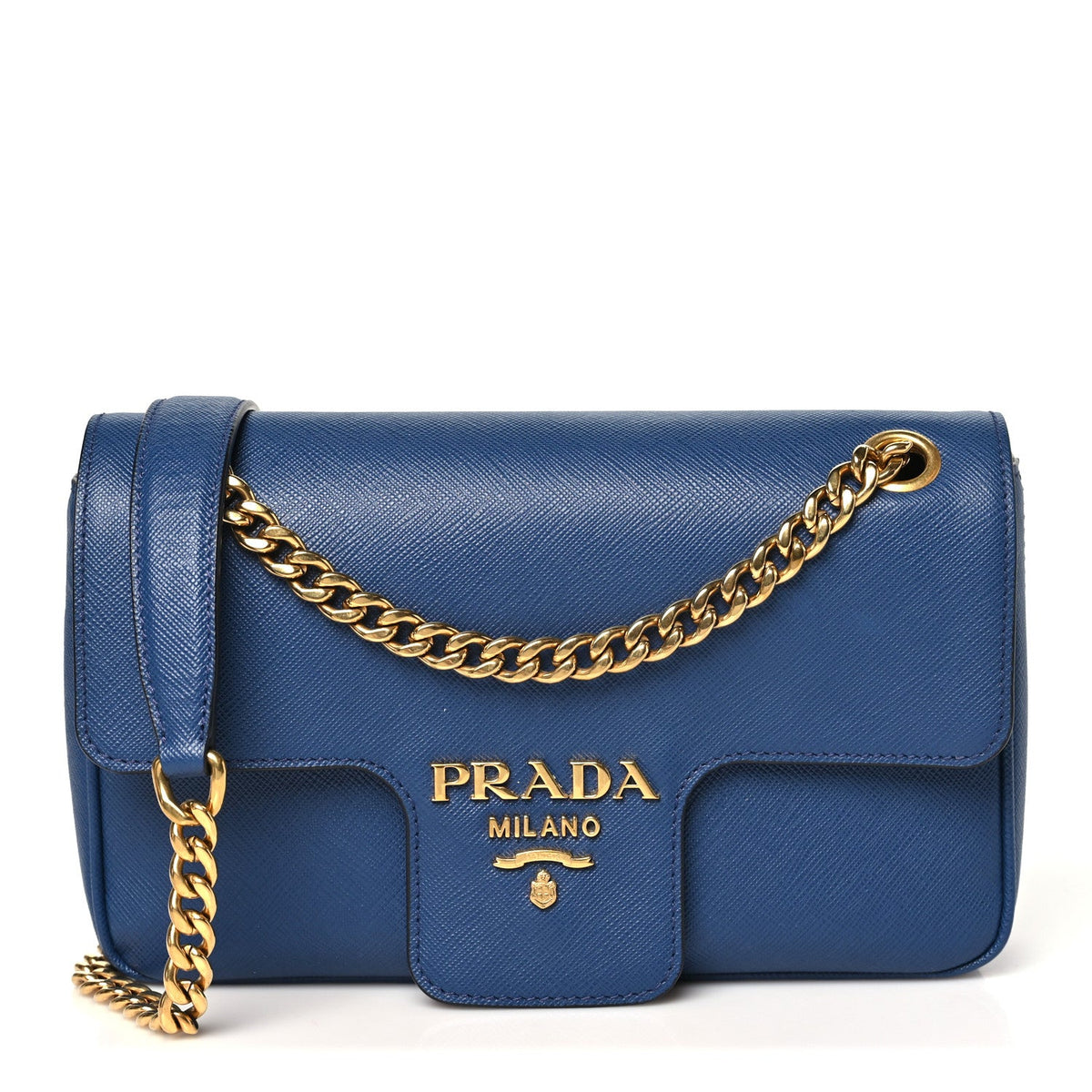Saffiano Flap Shoulder Bag Bluette