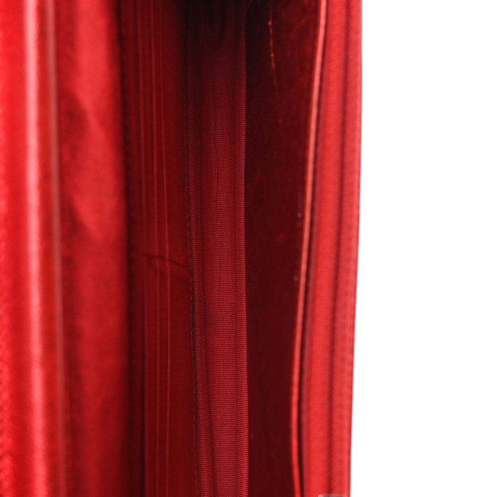 Metallic Patent Calfskin Quilted Boy Wallet On Chain WOC Red