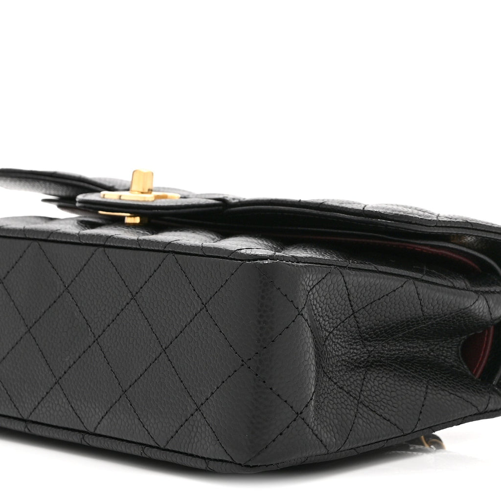 Caviar Quilted Small Double Flap Black