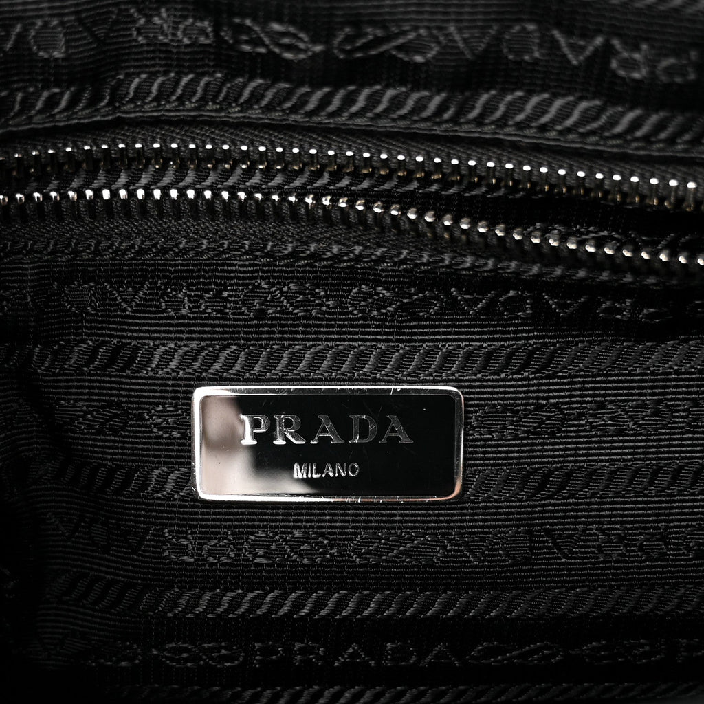 Nylon Tessuto Impuntu Quilted Shoulder Bag Black