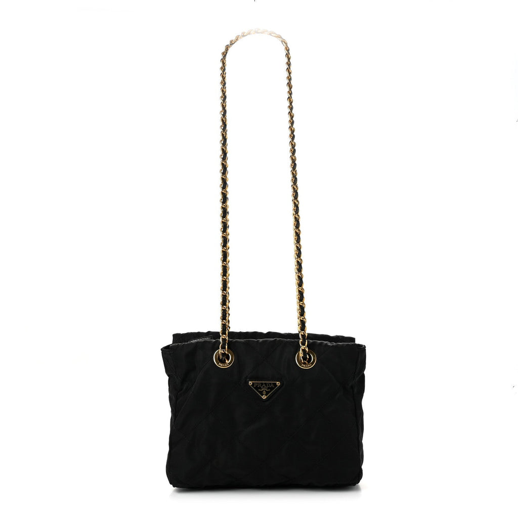 Nylon Tessuto Impuntu Quilted Tote Black