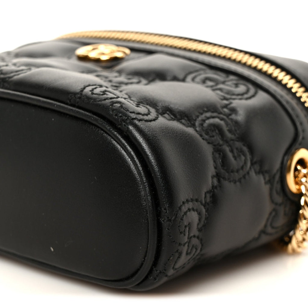 Calfskin GG Matelasse Mini Top Handle Bag Black