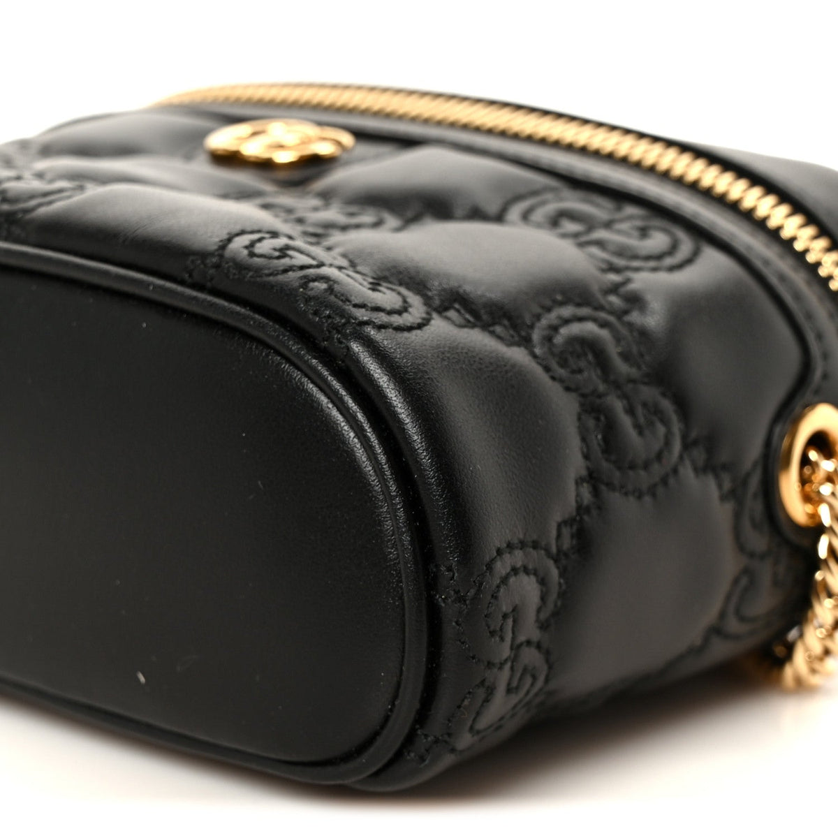 Calfskin GG Matelasse Mini Top Handle Bag Black