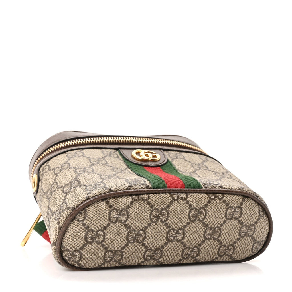 GG Supreme Monogram Textured Dollar Calfskin Web Ophidia Belt Bag 110 44 Beige Ebony New Acero