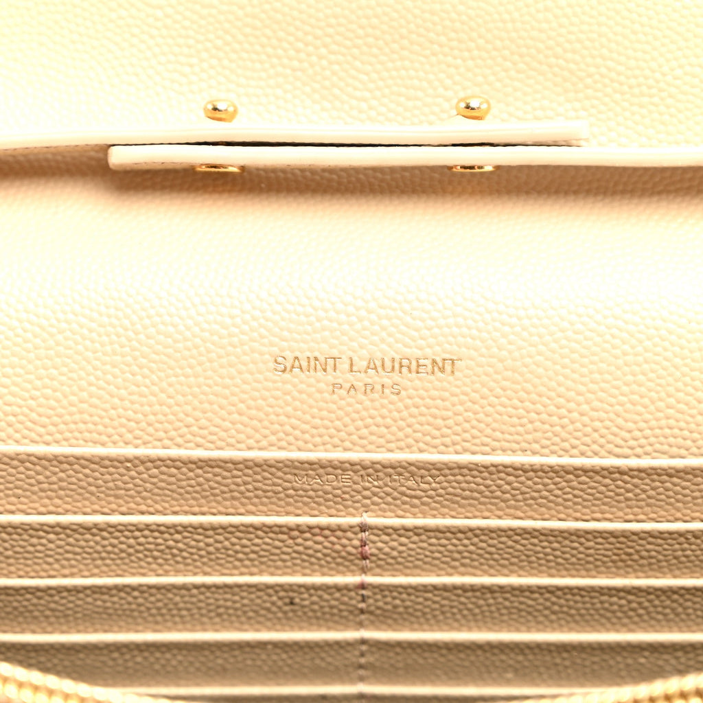 Grain De Poudre Matelasse Chevron Monogram Chain Wallet Dark Beige