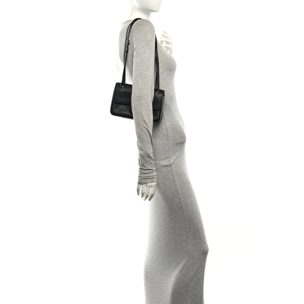 Grained Calfskin Mini Souplissimo Maxi Flap Black