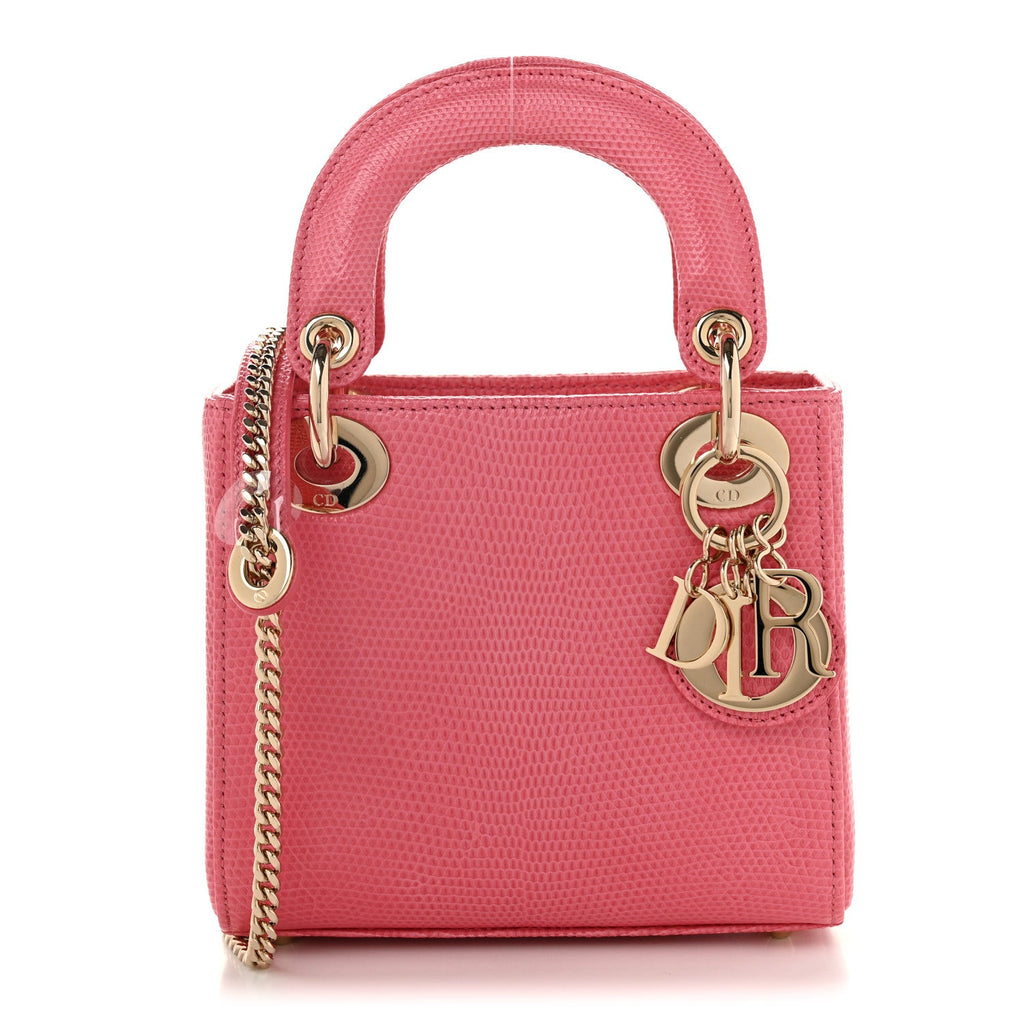 Lizard Mini Lady Dior Pink