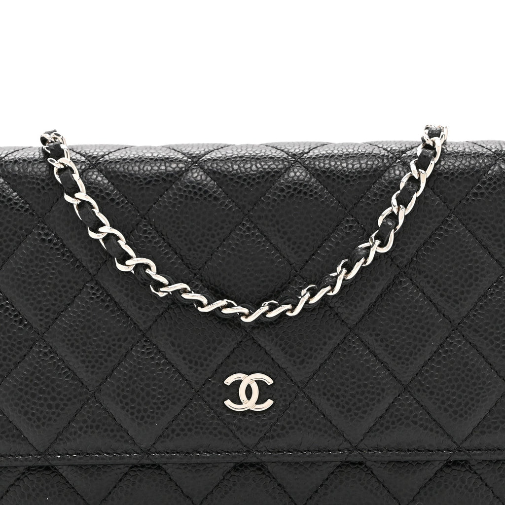 Caviar Quilted Wallet on Chain WOC Black